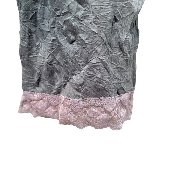 Vtg Lace Crinkle Womens Cami S Y2K 90s Camisole Layering 2000s Fairy Gray & Pink - Picture 4 of 10